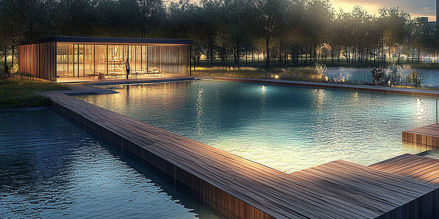 piscine naturelle urbaine intégrée structure flottante