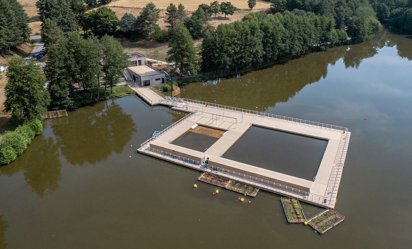 Projet baignade naturelle terminé vue drone